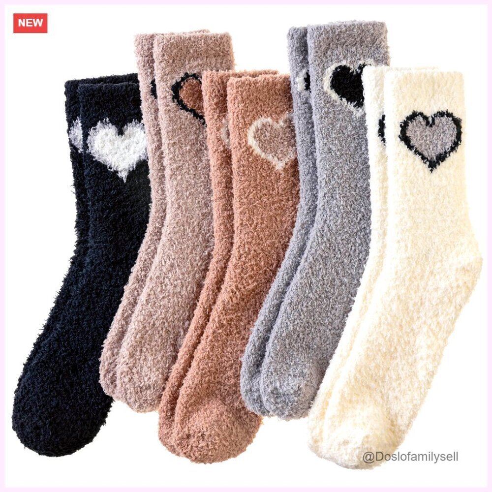 Fuzzy Thermal Socks Plush Cozy Winter Cabin Slipper Socks for Women